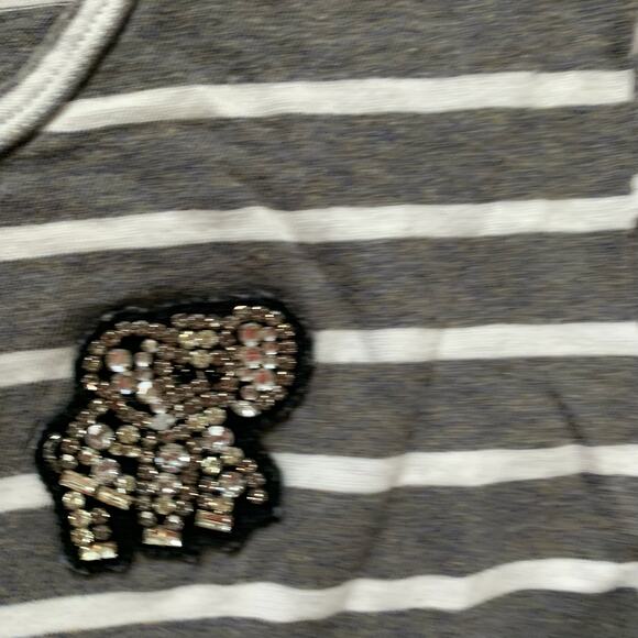 J. Crew Women's Striped Rhinestone Short Sleeve T Shirt Black White Size Small - Picture 5 of 7